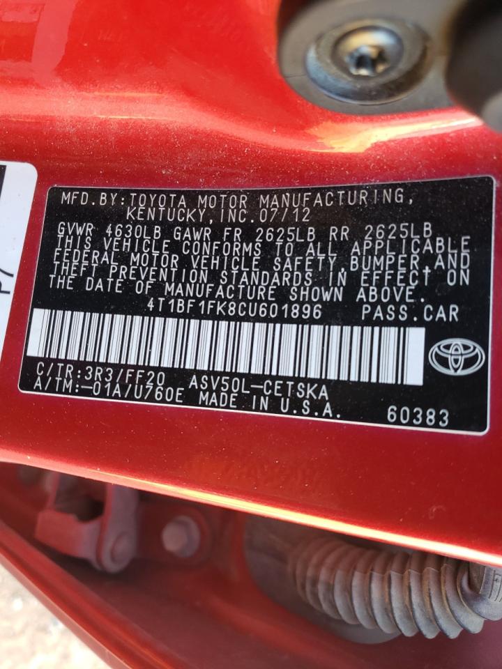Photo 10 from auction – 2012 TOYOTA CAMRY BASE with VIN 4T1BF1FK8CU601896