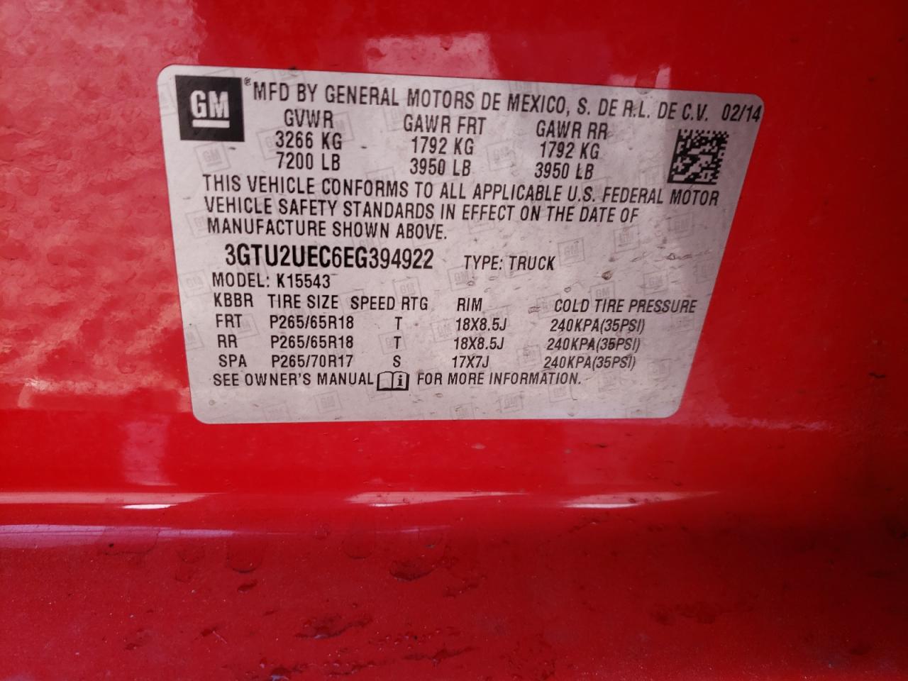 Photo 10 from auction – 2014 GMC SIERRA K15 with VIN 3GTU2UEC6EG394922