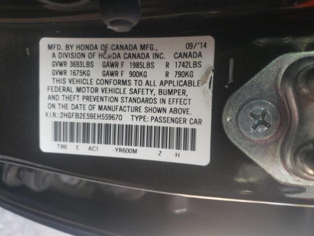 Photo 10 from auction – 2014 HONDA CIVIC LX with VIN 2HGFB2E59EH559670