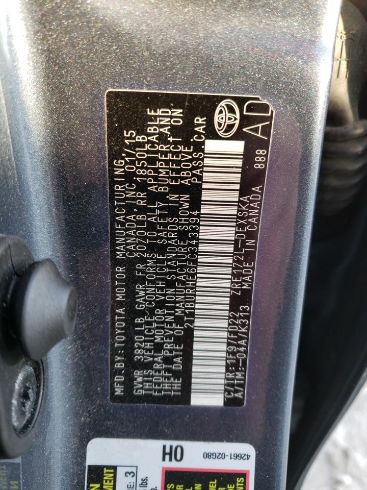 Photo 10 from auction – 2015 TOYOTA COROLLA L with VIN 2T1BURHE6FC343394