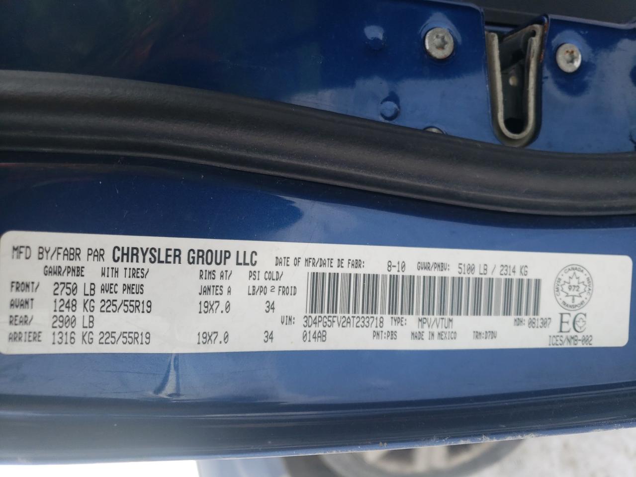 Photo 10 from auction – 2010 DODGE JOURNEY SX with VIN 3D4PG5FV2AT233718
