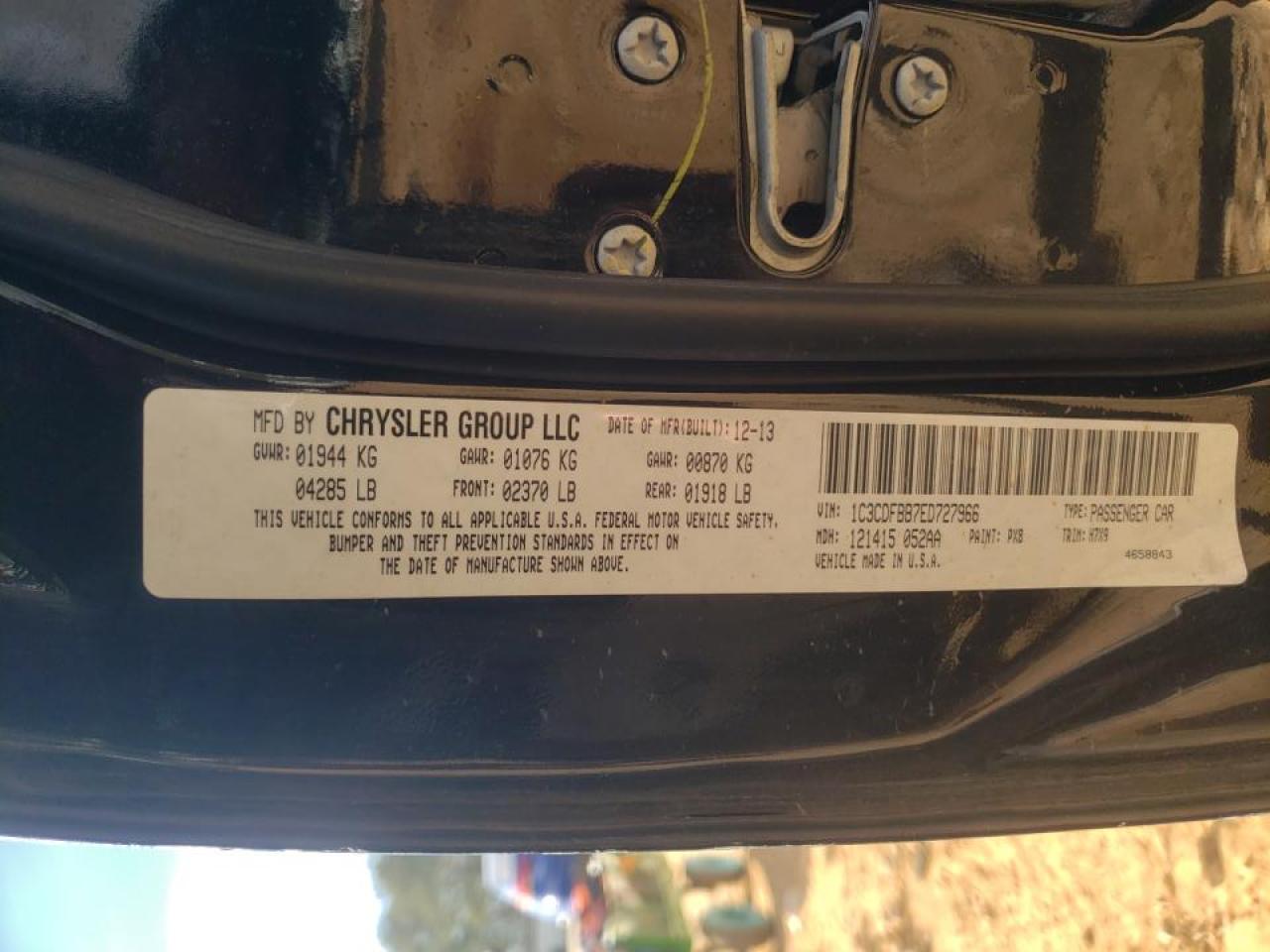 Photo 10 from auction – 2014 DODGE DART SXT with VIN 1C3CDFBB7ED727966