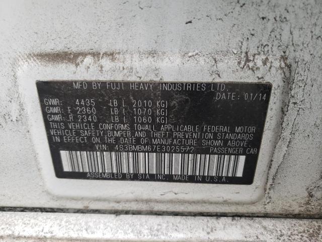 Photo 10 from auction – 2014 SUBARU LEGACY 2.5 with VIN 4S3BMBM67E3025572