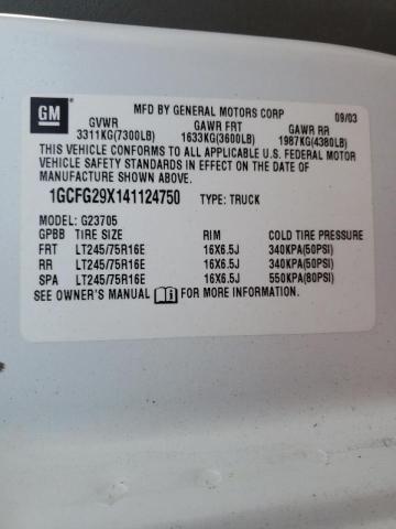 Photo 10 from auction – 2004 CHEVROLET EXPRESS G2 with VIN 1GCFG29X141124750