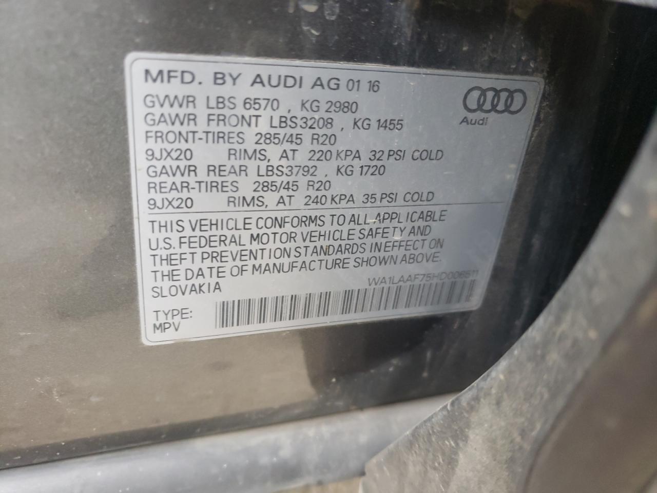 Photo 10 from auction – 2017 AUDI Q7 PREMIUM with VIN WA1LAAF75HD006511