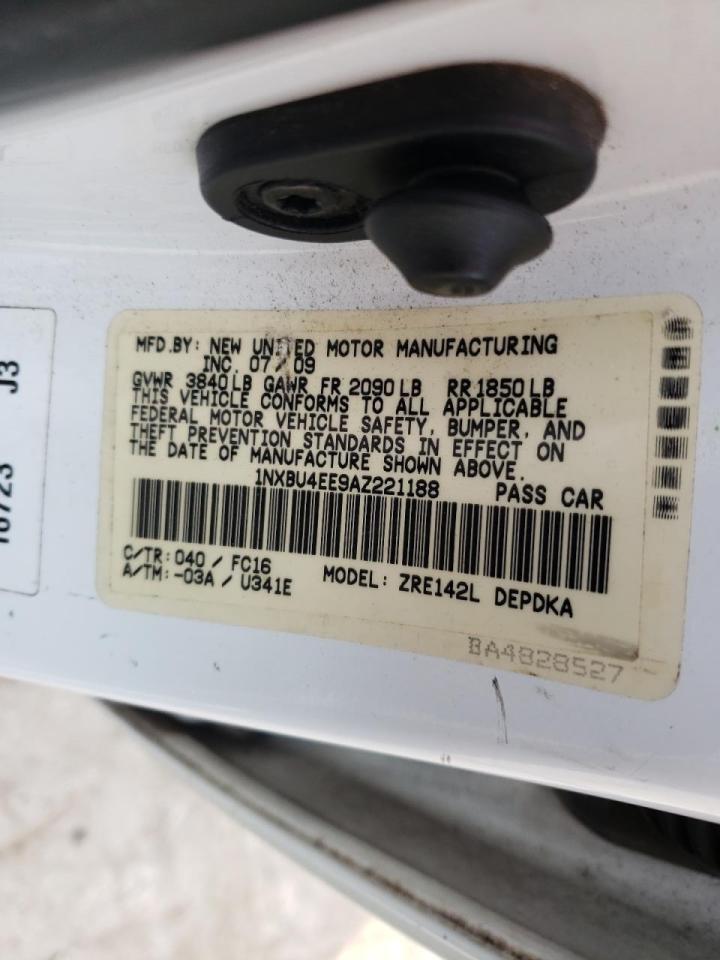 Photo 10 from auction – 2010 TOYOTA COROLLA BA with VIN 1NXBU4EE9AZ221188