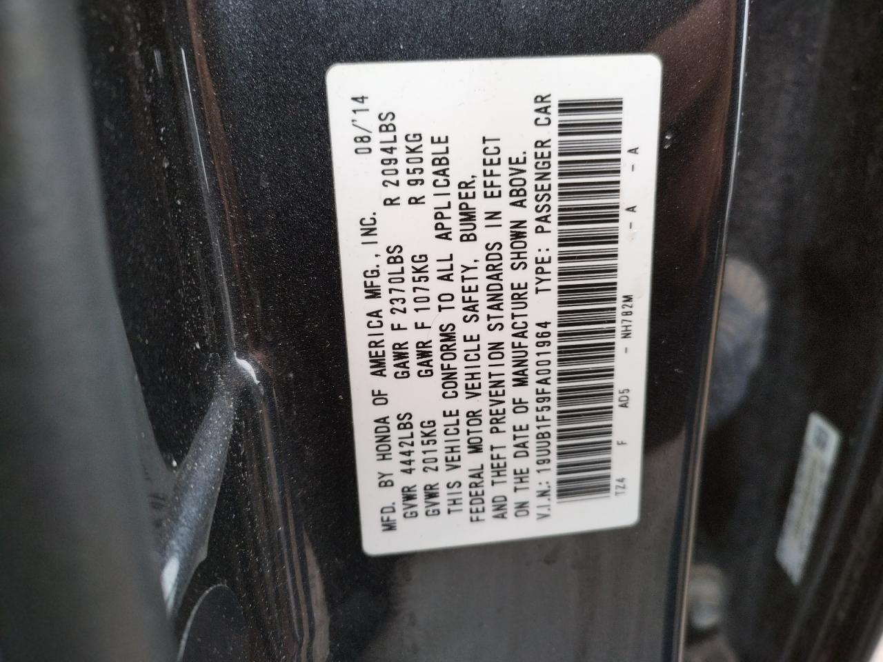 Photo 10 from auction – 2015 ACURA TLX TECH with VIN 19UUB1F59FA001964