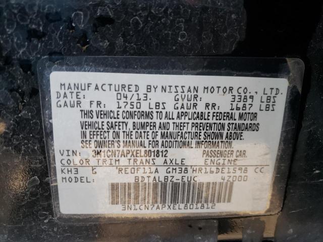 Photo 10 from auction – 2014 NISSAN VERSA S with VIN 3N1CN7APXEL801812