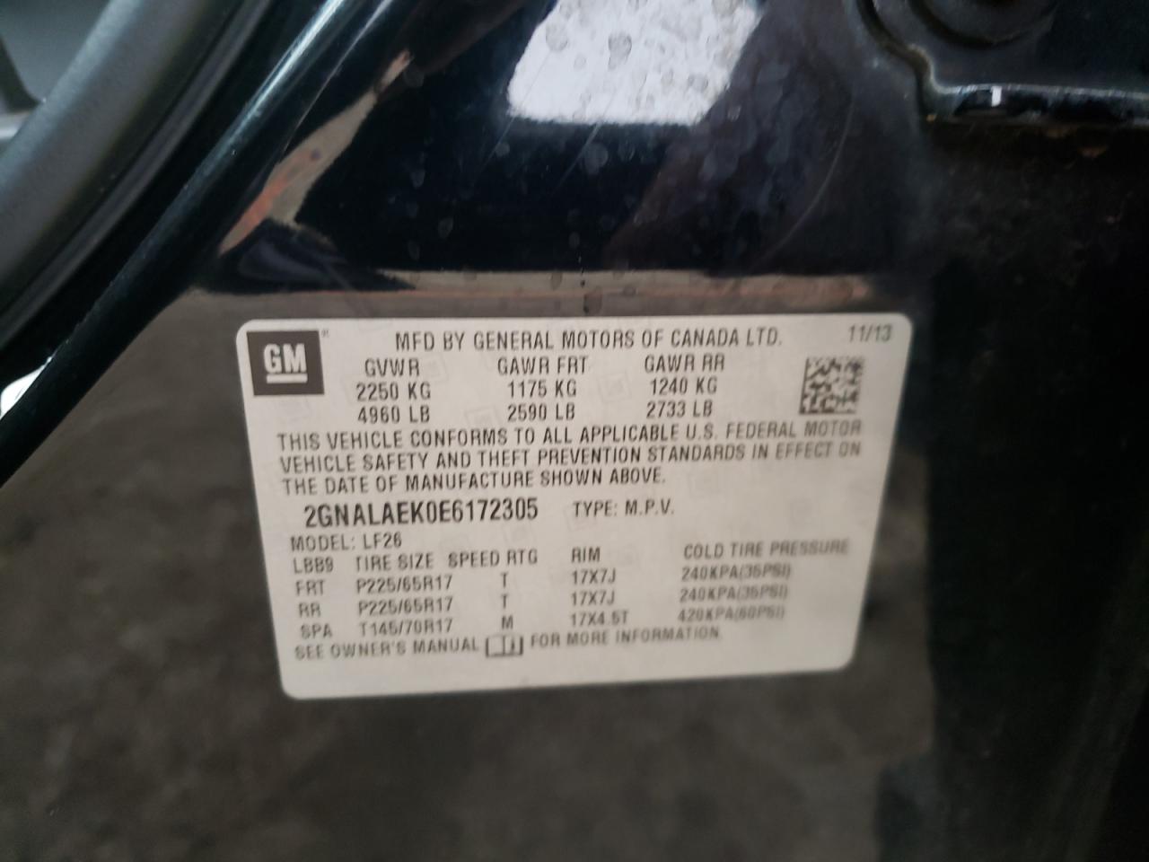 Photo 10 from auction – 2014 CHEVROLET EQUINOX LS with VIN 2GNALAEK0E6172305