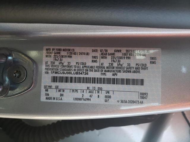 Photo 10 from auction – 2020 FORD ESCAPE TIT with VIN 1FMCU9J98LUB54726
