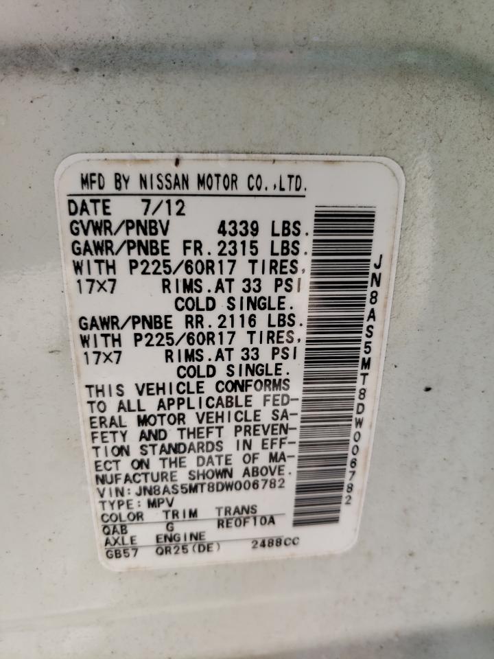 Photo 10 from auction – 2013 NISSAN ROGUE S with VIN JN8AS5MT8DW006782