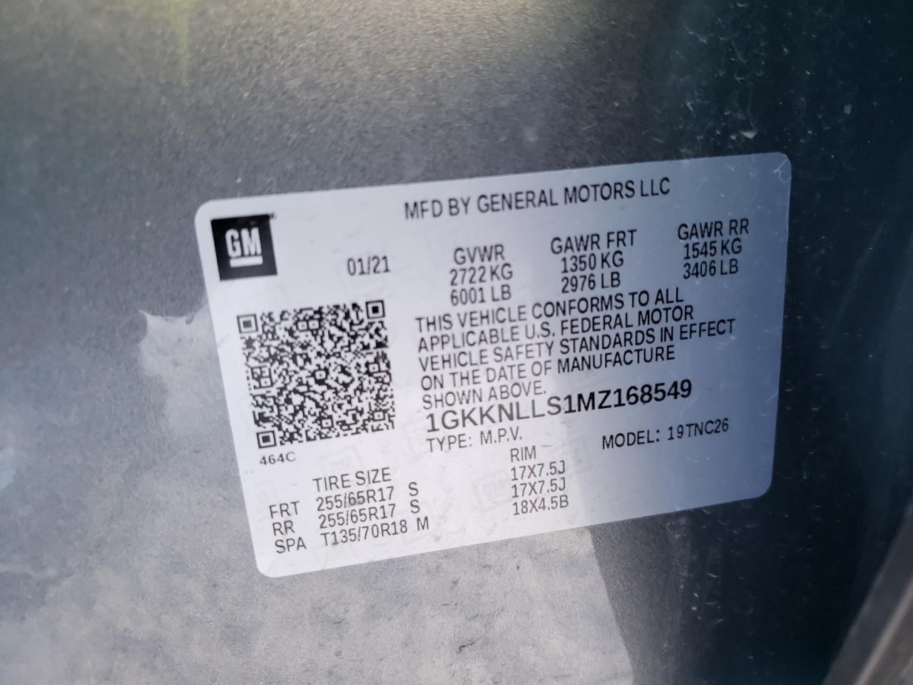 Photo 10 from auction – 2021 GMC ACADIA AT4 with VIN 1GKKNLLS1MZ168549