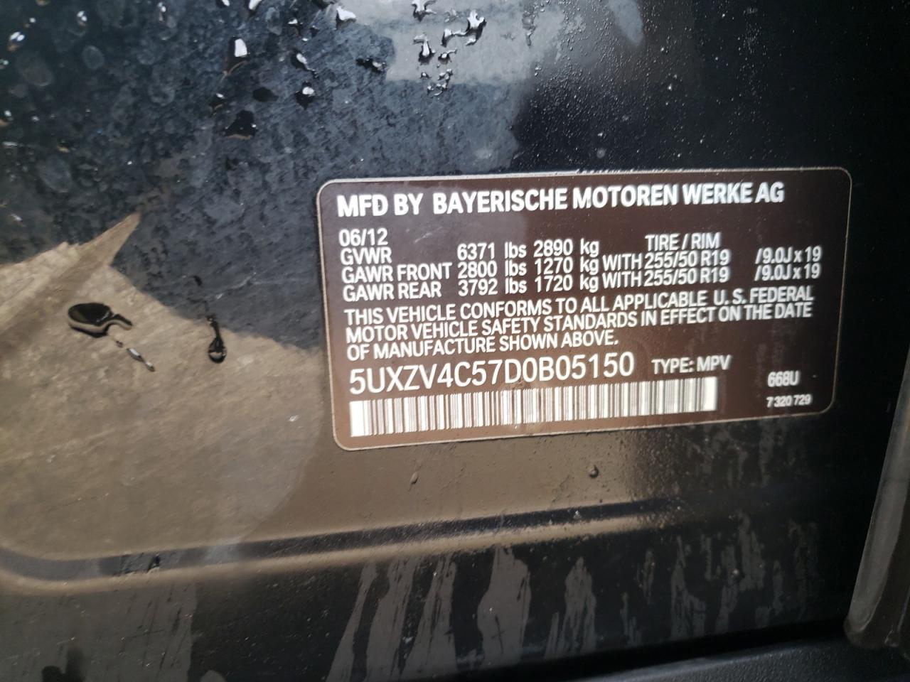 Photo 10 from auction – 2013 BMW X5 XDRIVE3 with VIN 5UXZV4C57D0B05150