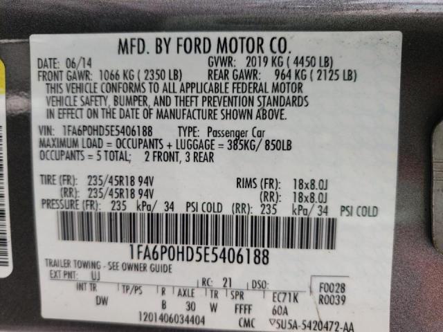 Photo 10 from auction – 2014 FORD FUSION SE with VIN 1FA6P0HD5E5406188