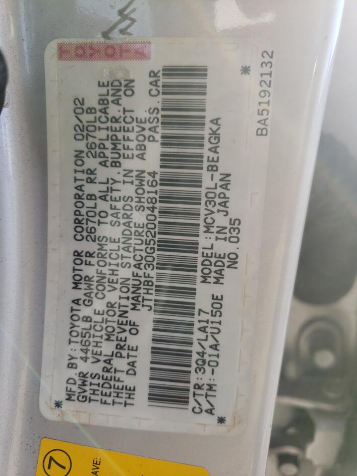 Photo 10 from auction – 2002 LEXUS ES 300 with VIN JTHBF30G520048164