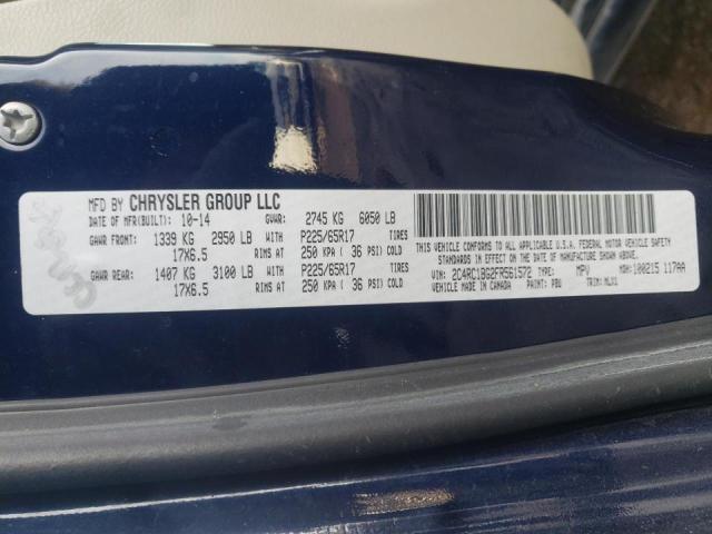 Photo 10 from auction – 2015 CHRYSLER TOWN & COU with VIN 2C4RC1BG2FR561572