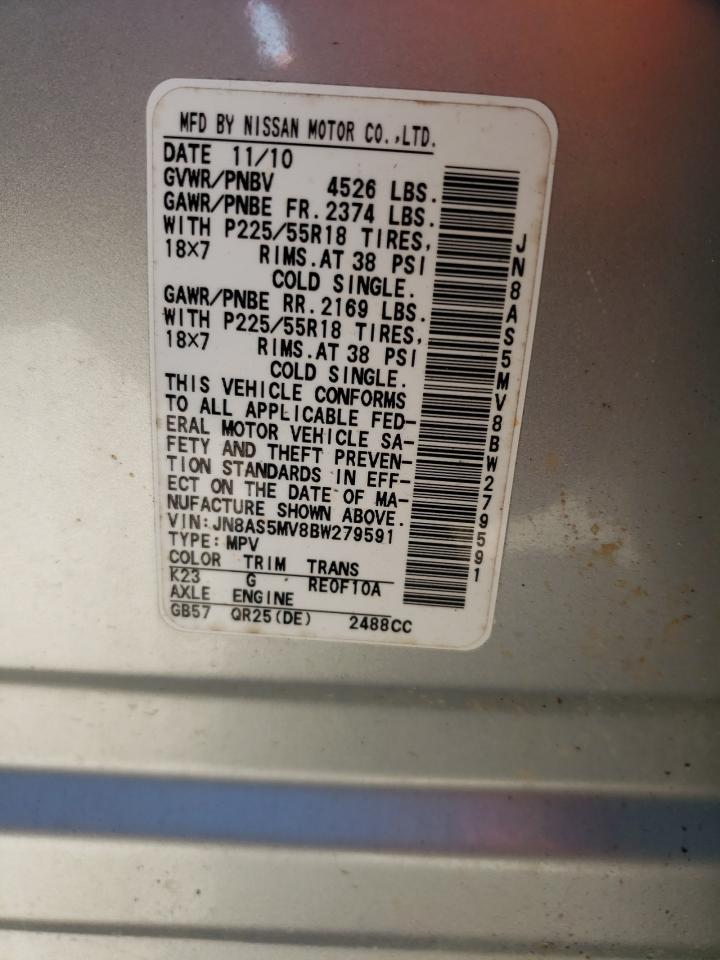 Photo 10 from auction – 2011 NISSAN ROGUE S with VIN JN8AS5MV8BW279591