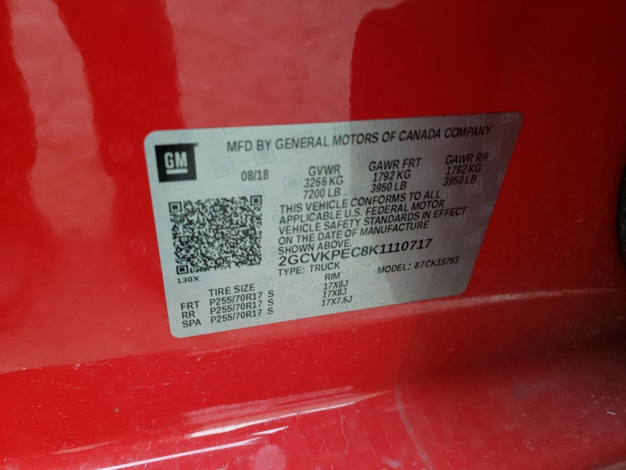 Photo 10 from auction – 2019 CHEVROLET SILVERADO with VIN 2GCVKPEC8K1110717