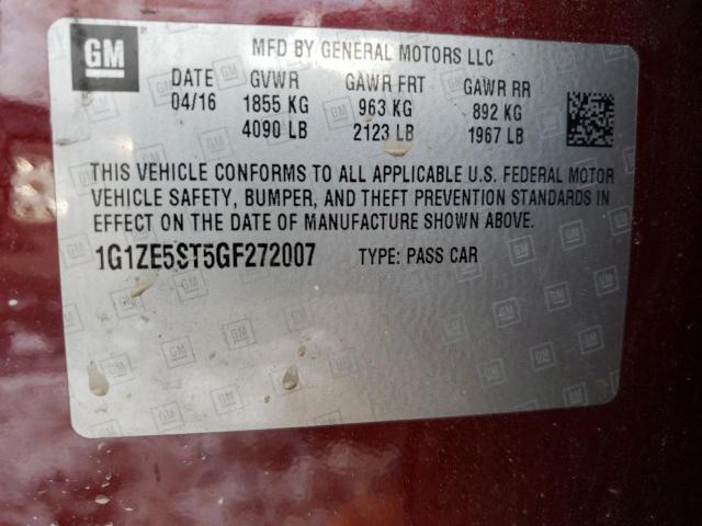 CHEVROLET MALIBU LT 2016 with VIN 1G1ZE5ST5GF272007 - Photo from auction
