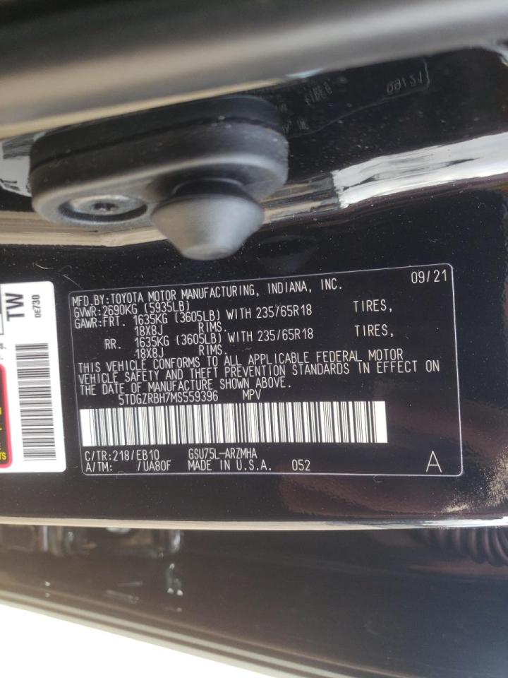 Photo 10 from auction – 2021 TOYOTA HIGHLANDER with VIN 5TDGZRBH7MS559396