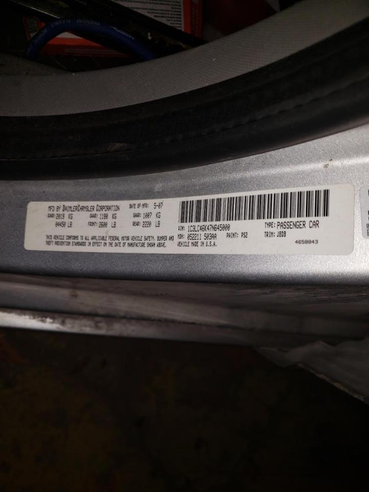 Photo 10 from auction – 2007 CHRYSLER SEBRING with VIN 1C3LC46K47N645000
