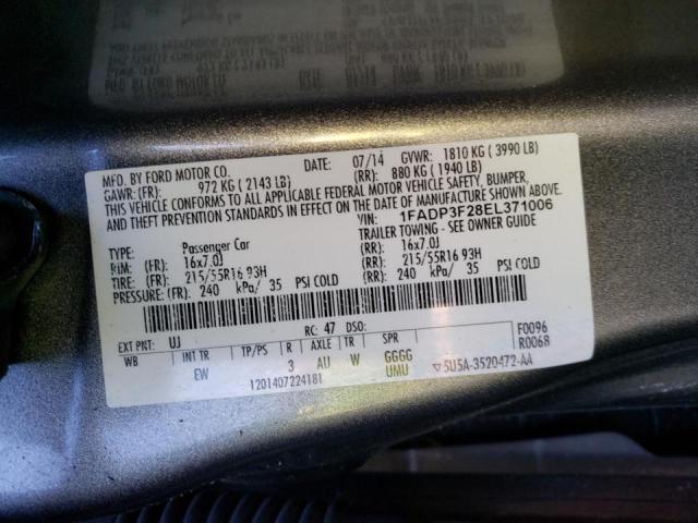Photo 10 from auction – 2014 FORD FOCUS SE with VIN 1FADP3F28EL371006