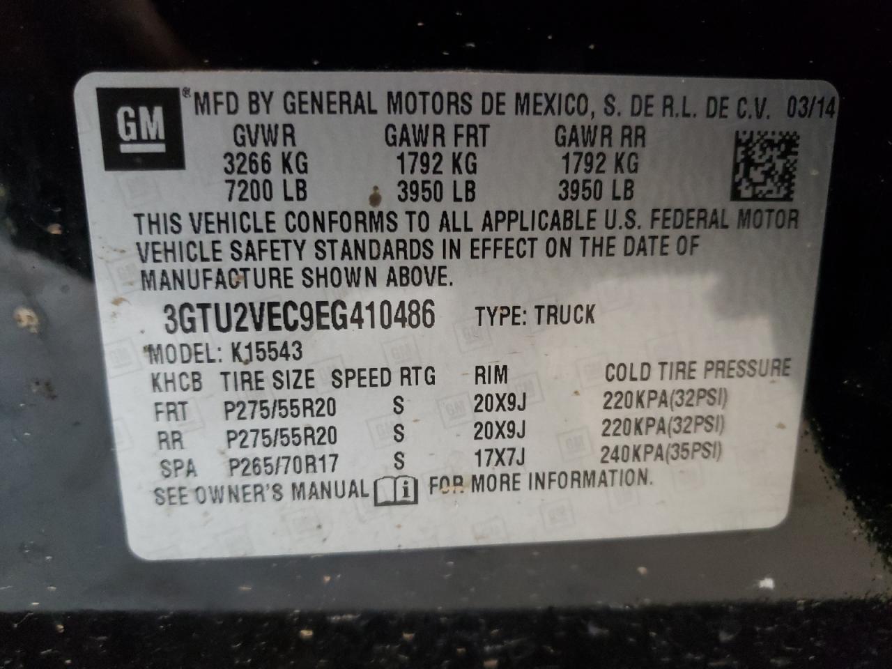 Photo 10 from auction – 2014 GMC SIERRA K15 with VIN 3GTU2VEC9EG410486