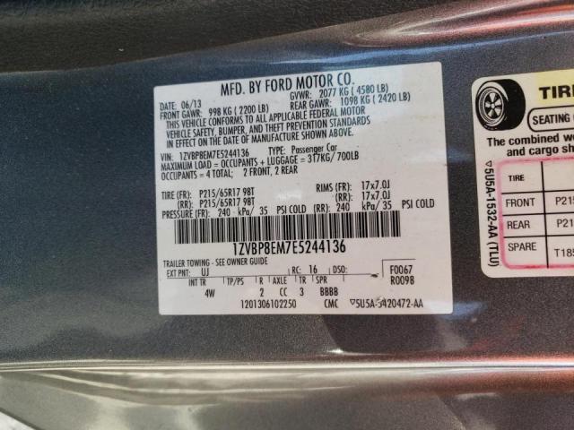 Photo 10 from auction – 2014 FORD MUSTANG with VIN 1ZVBP8EM7E5244136