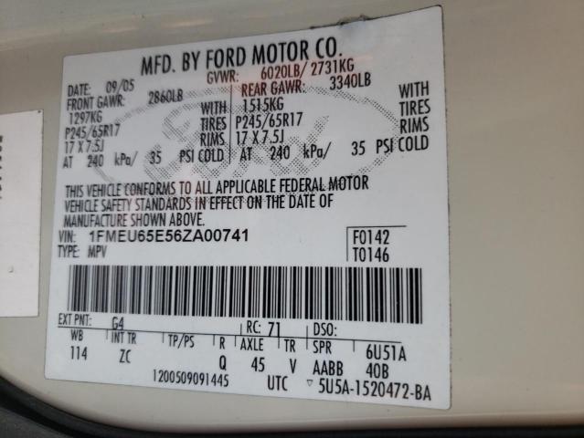 Photo 10 from auction – 2006 FORD EXPLORER with VIN 1FMEU65E56ZA00741