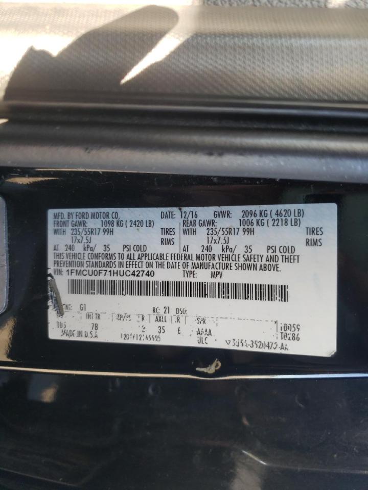 Photo 10 from auction – 2017 FORD ESCAPE with VIN 1FMCU0F71HUC42740