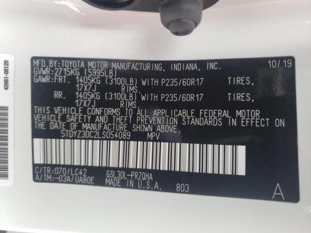 Photo 10 from auction – 2020 TOYOTA SIENNA XLE with VIN 5TDYZ3DC2LS054089