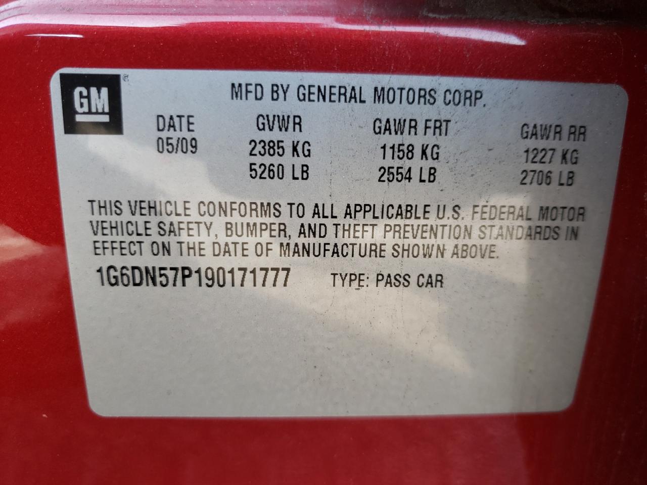 Photo 10 from auction – 2009 CADILLAC CTS-V with VIN 1G6DN57P190171777
