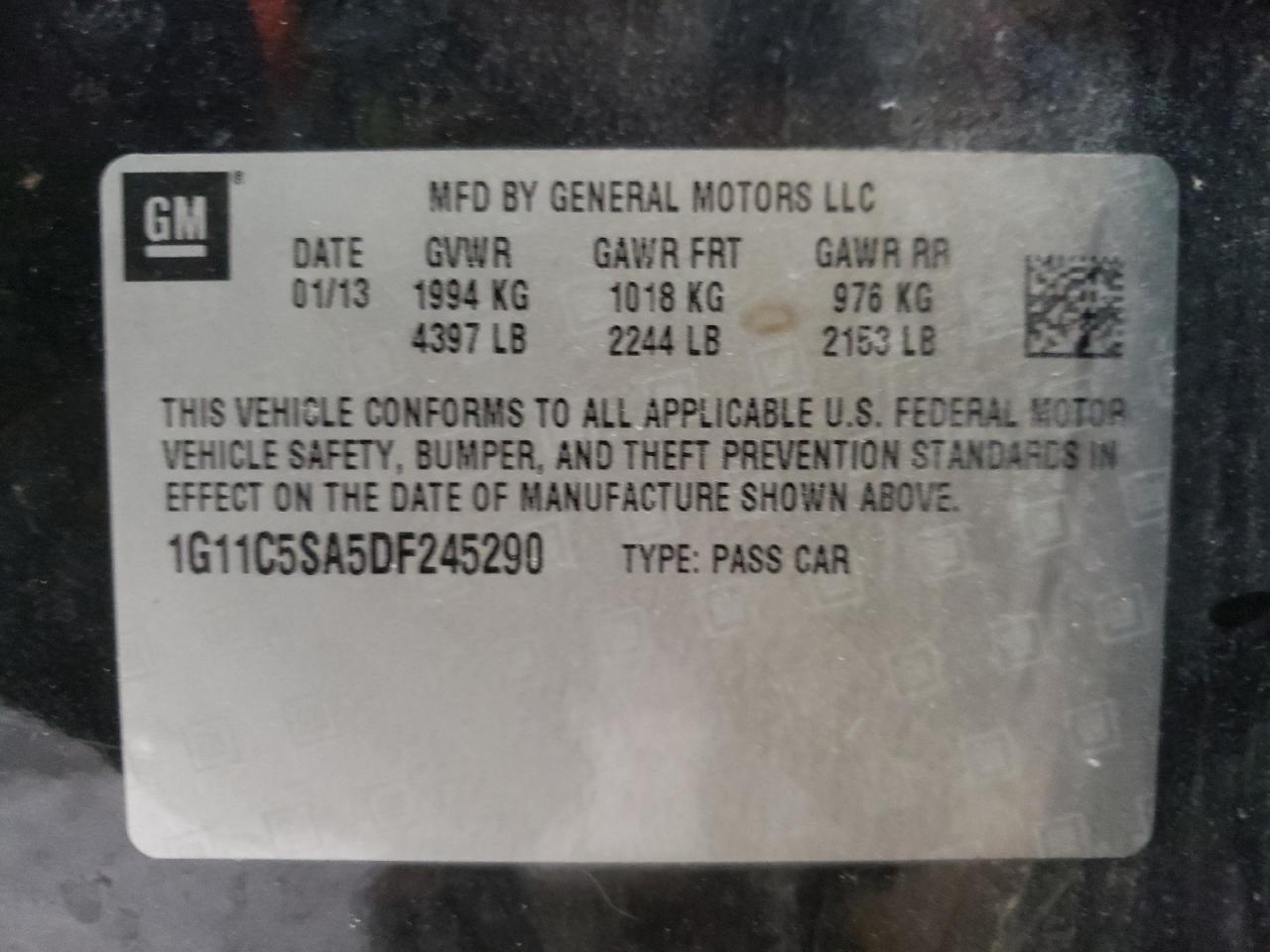 Photo 10 from auction – 2013 CHEVROLET MALIBU 1LT with VIN 1G11C5SA5DF245290