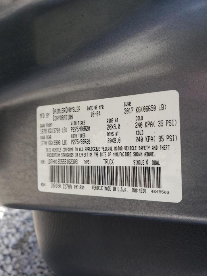 Photo 10 from auction – 2005 DODGE RAM 1500 S with VIN 1D7HA18D55S162303