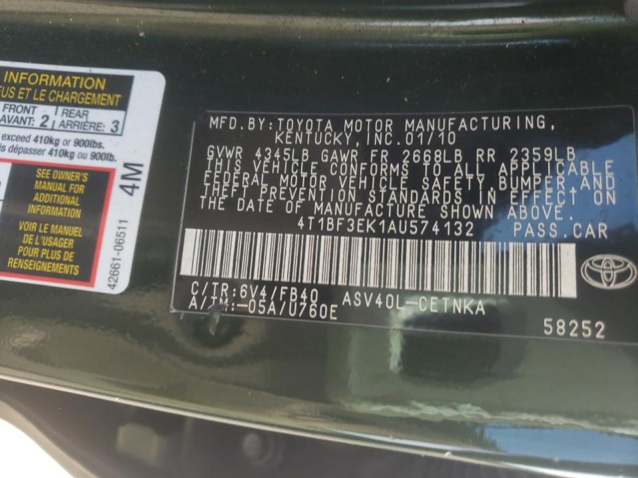 Photo 10 from auction – 2010 TOYOTA CAMRY BASE with VIN 4T1BF3EK1AU574132