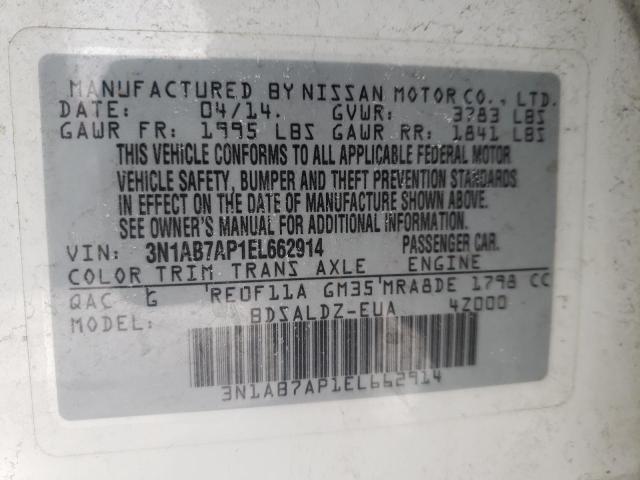 Photo 10 from auction – 2014 NISSAN SENTRA S with VIN 3N1AB7AP1EL662914