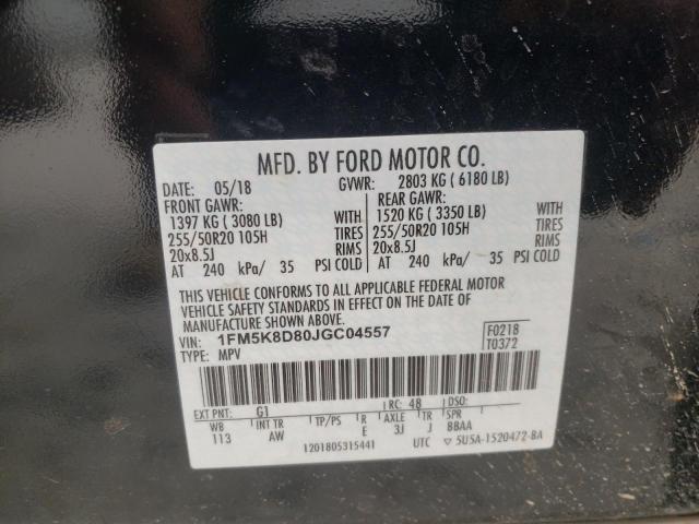 Photo 10 from auction – 2018 FORD EXPLORER X with VIN 1FM5K8D80JGC04557