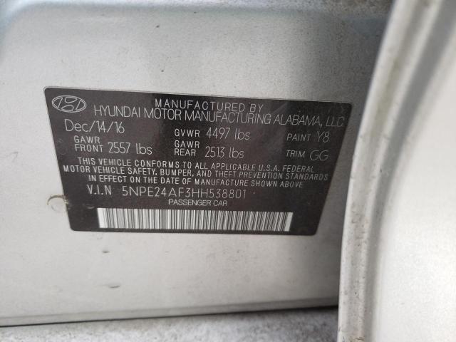 Photo 10 from auction – 2017 HYUNDAI SONATA SE with VIN 5NPE24AF3HH538801