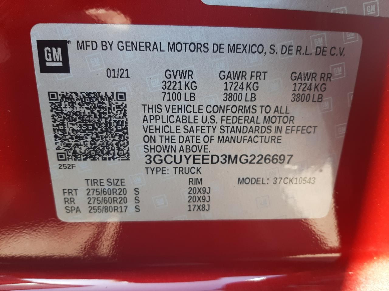 Photo 10 from auction – 2021 CHEVROLET SILVERADO with VIN 3GCUYEED3MG226697