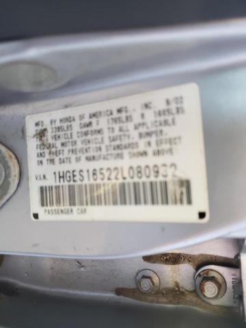 Photo 10 from auction – 2002 HONDA CIVIC with VIN 1HGES16522L080932