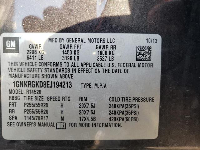 Photo 10 from auction – 2014 CHEVROLET TRAVERSE L with VIN 1GNKRGKD8EJ194213