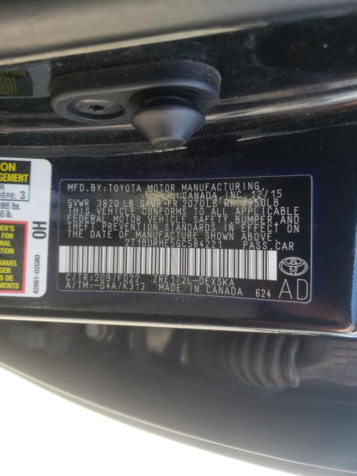 Photo 10 from auction – 2016 TOYOTA COROLLA L with VIN 2T1BURHE5GC584221
