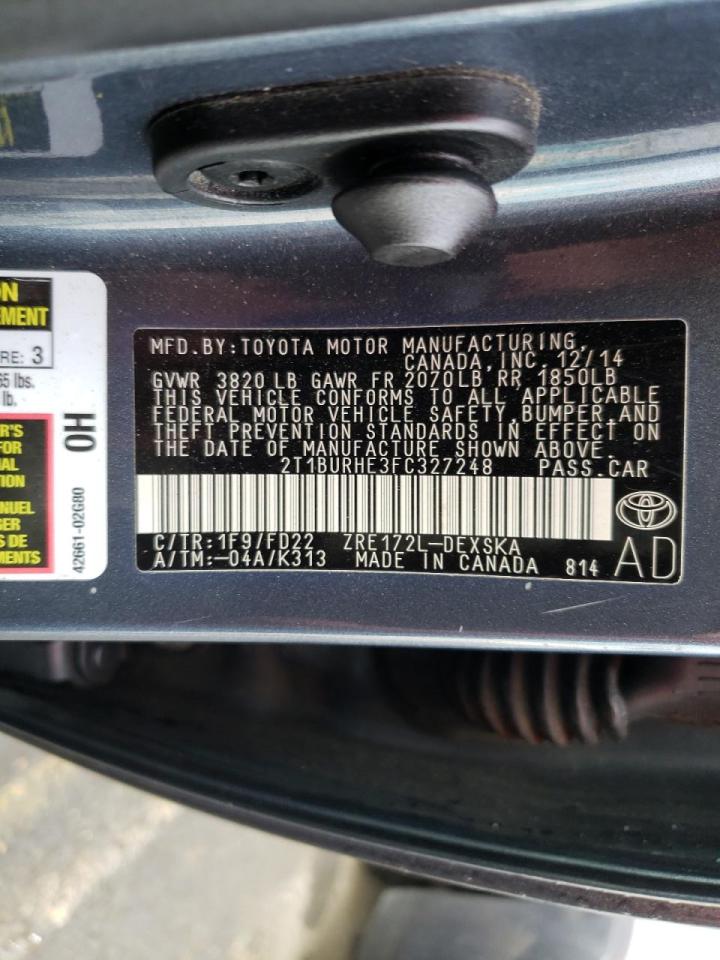 Photo 10 from auction – 2015 TOYOTA COROLLA L with VIN 2T1BURHE3FC327248