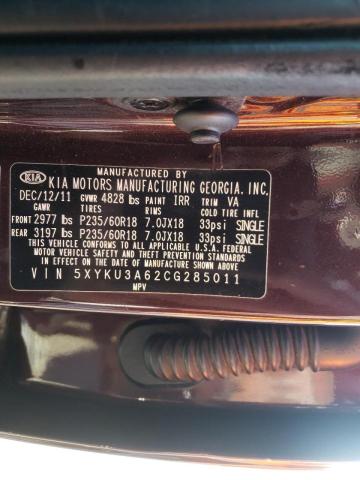 Photo 10 from auction – 2012 KIA SORENTO EX with VIN 5XYKU3A62CG285011