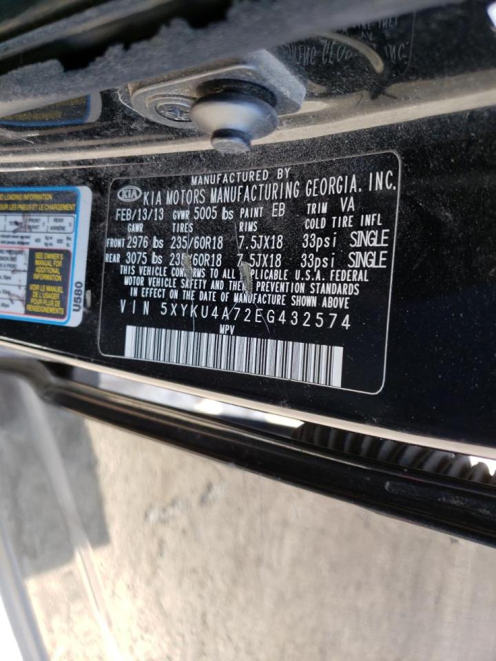 Photo 10 from auction – 2014 KIA SORENTO EX with VIN 5XYKU4A72EG432574