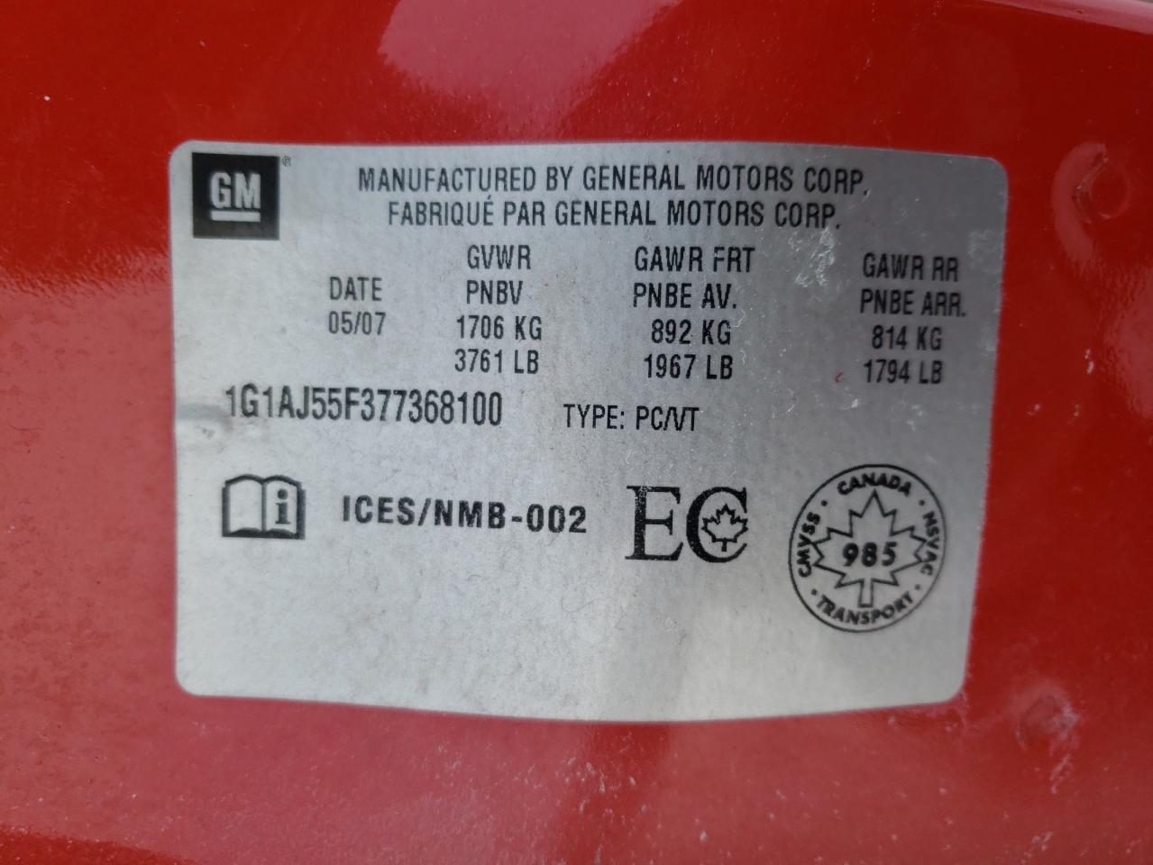 Photo 10 from auction – 2007 CHEVROLET COBALT LS with VIN 1G1AJ55F377368100
