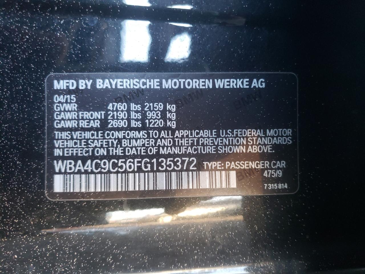 Photo 10 from auction – 2015 BMW 428 XI GRA with VIN WBA4C9C56FG135372