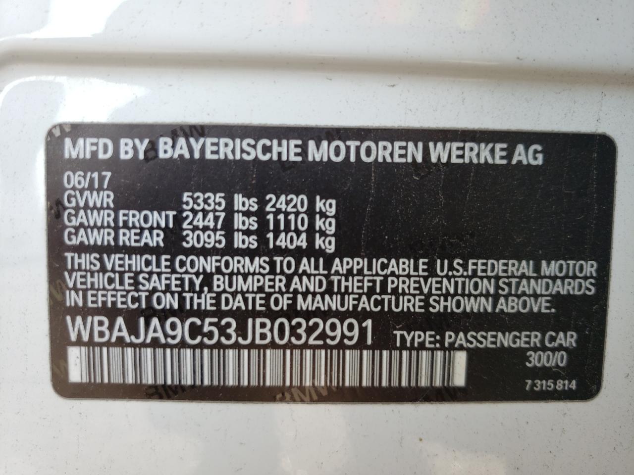 Photo 10 from auction – 2018 BMW 530E with VIN WBAJA9C53JB032991
