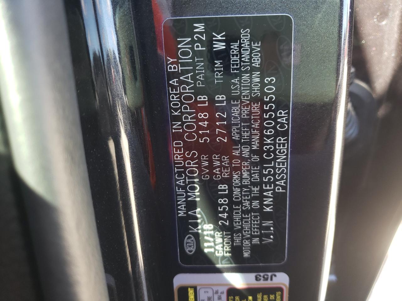 Photo 10 from auction – 2019 KIA STINGER GT with VIN KNAE55LC3K6055503