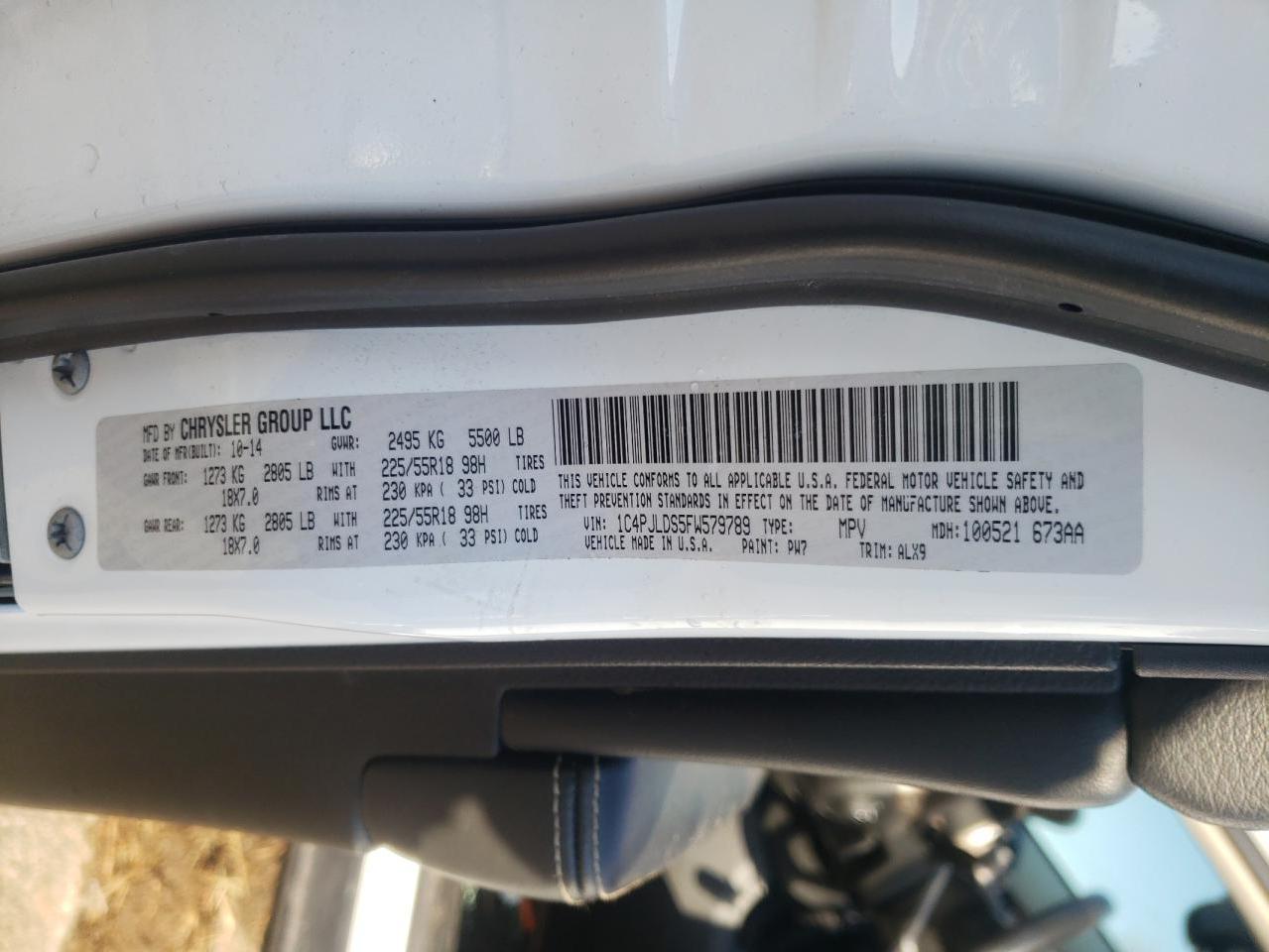 Photo 10 from auction – 2015 JEEP CHEROKEE L with VIN 1C4PJLDS5FW579789